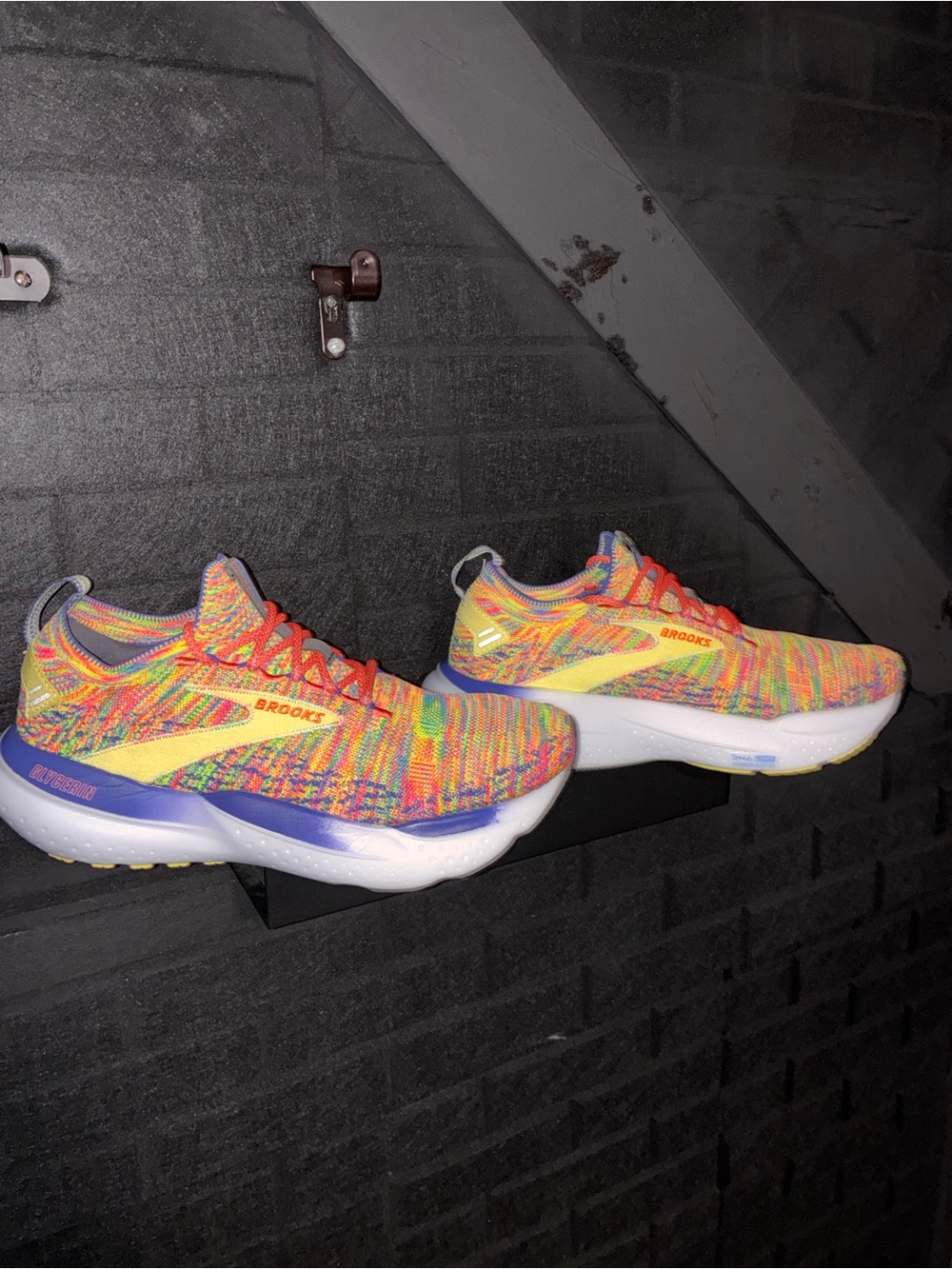 Brooks Multicolor Knit Running Sneakers with Yellow Accent